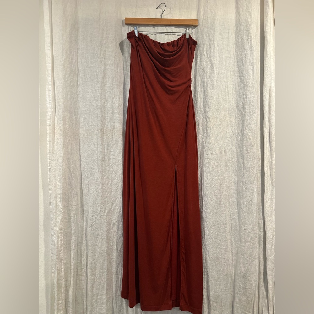 free people | hayley midi dress (large) russet acorn